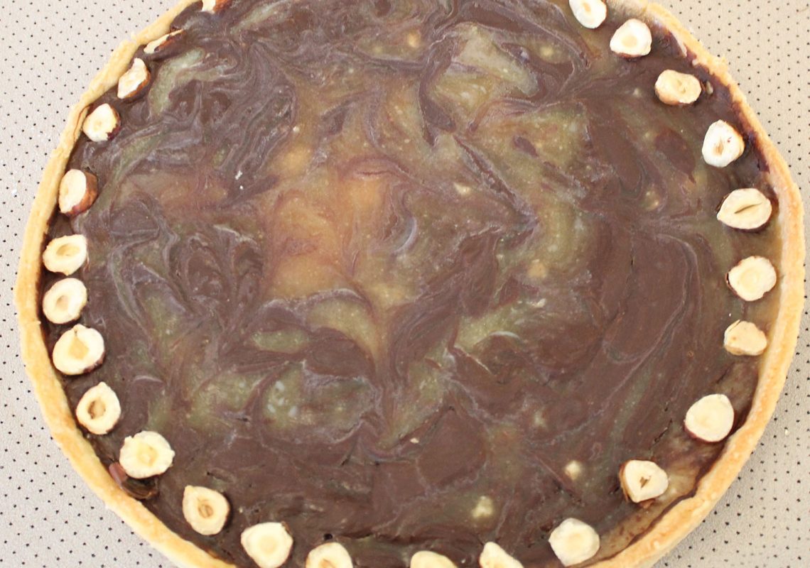 עוגת שיש קרמל ושוקולד